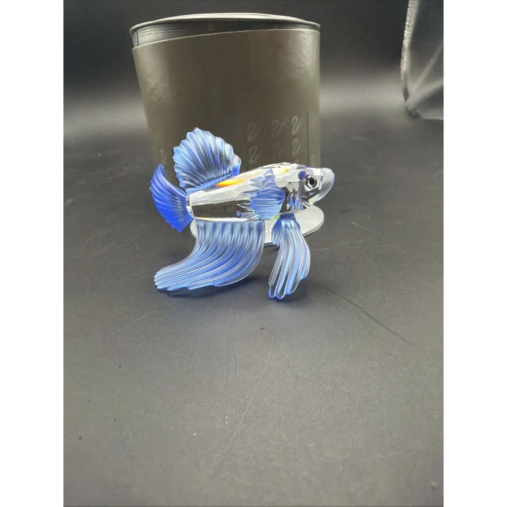 Swarovski crystal figurine Siamese Fighting Fish Blue with box And Coa